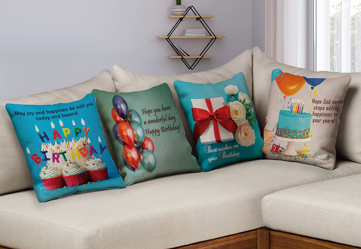 Birthday - CUSHION COVER - 4 CUSHION COVER SET